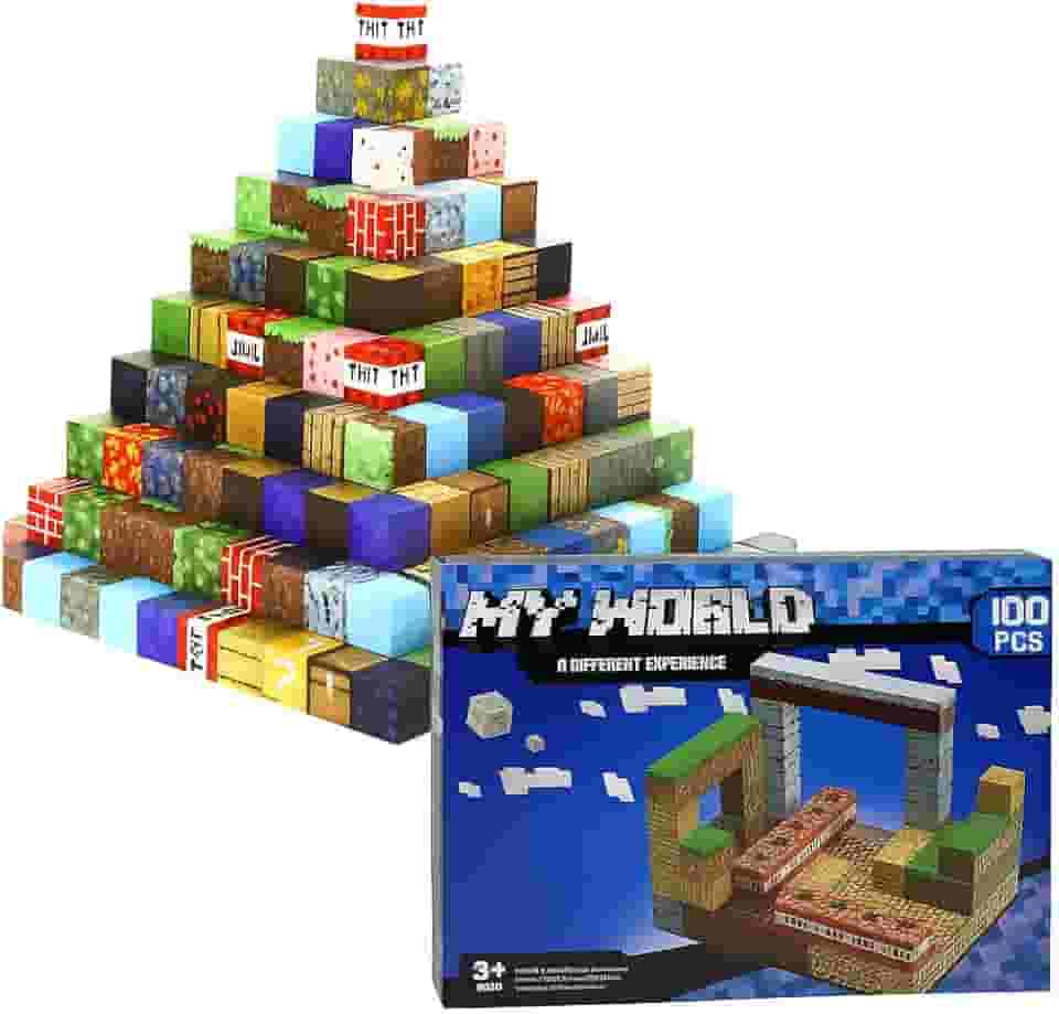 Blocos Magnéticos 100 Peças – Cubos de Montar Educativos 3+ Anos, Brinquedo Infantil Educativo Construção Mundo, KIt Blocos Imâ, Presente para Meninos e Meninas