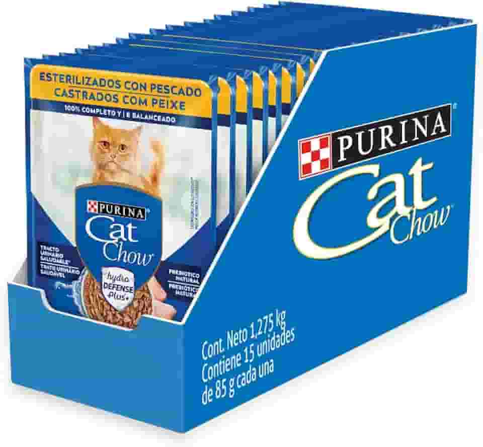 Pack Ração Úmida Nestlé Purina Cat Chow Para Gatos Castrados Sabor Peixe - Com 15 Sachês 85g