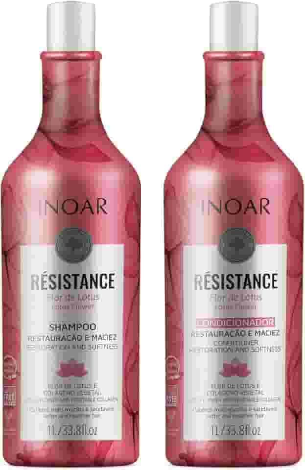 Inoar, Kit Résistance Flor de Lótus – Shampoo e Condicionador, Hidratação Profunda, Fortalecimento Capilar, Brilho Intenso e Redução de Frizz, 2x1L