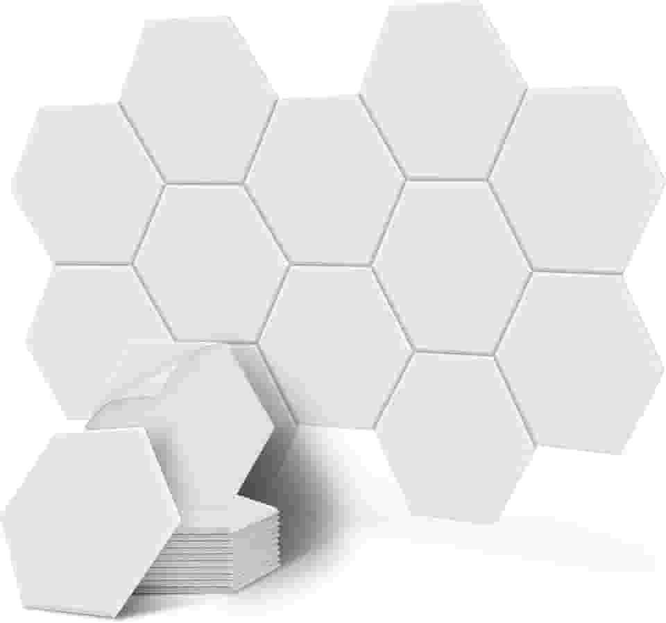 18 Pcs, Branco, 30 * 26 * 0.9 cm, Autoadesivo Espuma Acustica Isolamento, Isolamento Acustico, Placa Acustica, Espuma Acustica Isolamento, Painel Acustico