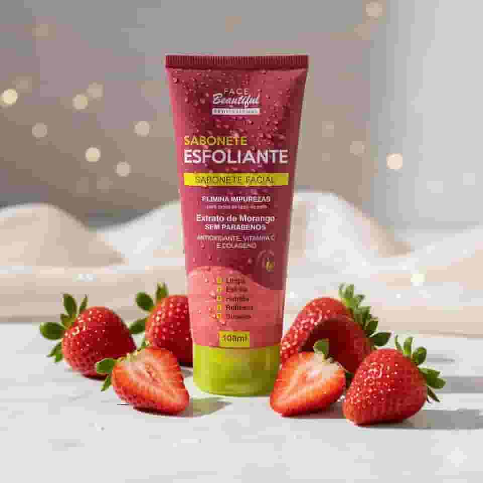 Face Beautiful Profissional Sabonete Esfoliante Facial Face Beautiful (Extrato De Morango)