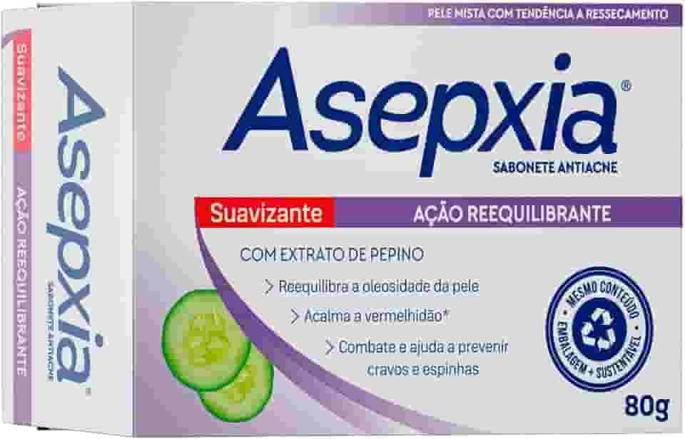 Asepxia Sabonete Suavizante 80g — Limpeza Suave e Calmante | Hidrata e Acalma a Pele Sensível | Previne Cravos e Espinhas | Uso Diário