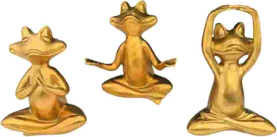Conjunto de 3 Estátuas de Sapo, Estátua de Animal para Meditação, Escultura Antiga em Resina, Decoração de Mesa para Escrivaninha, Prateleira, Jardim