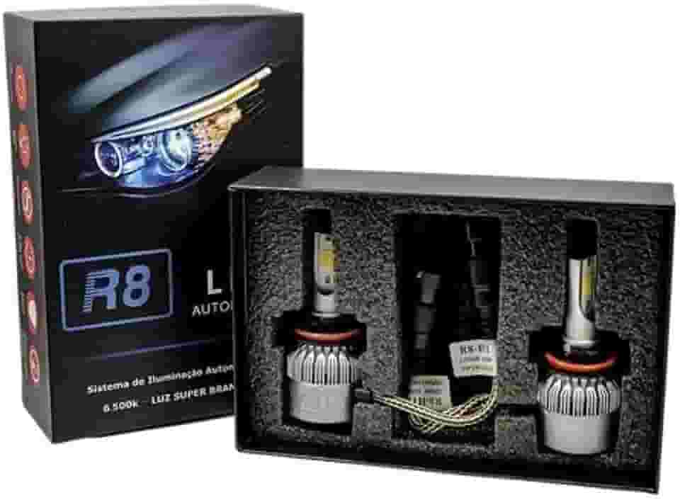 Kit Lâmpada Super LED R8 HEADLIGHT H7 Branca 6500K 3000 Lumens JR8 - JH0R8H7
