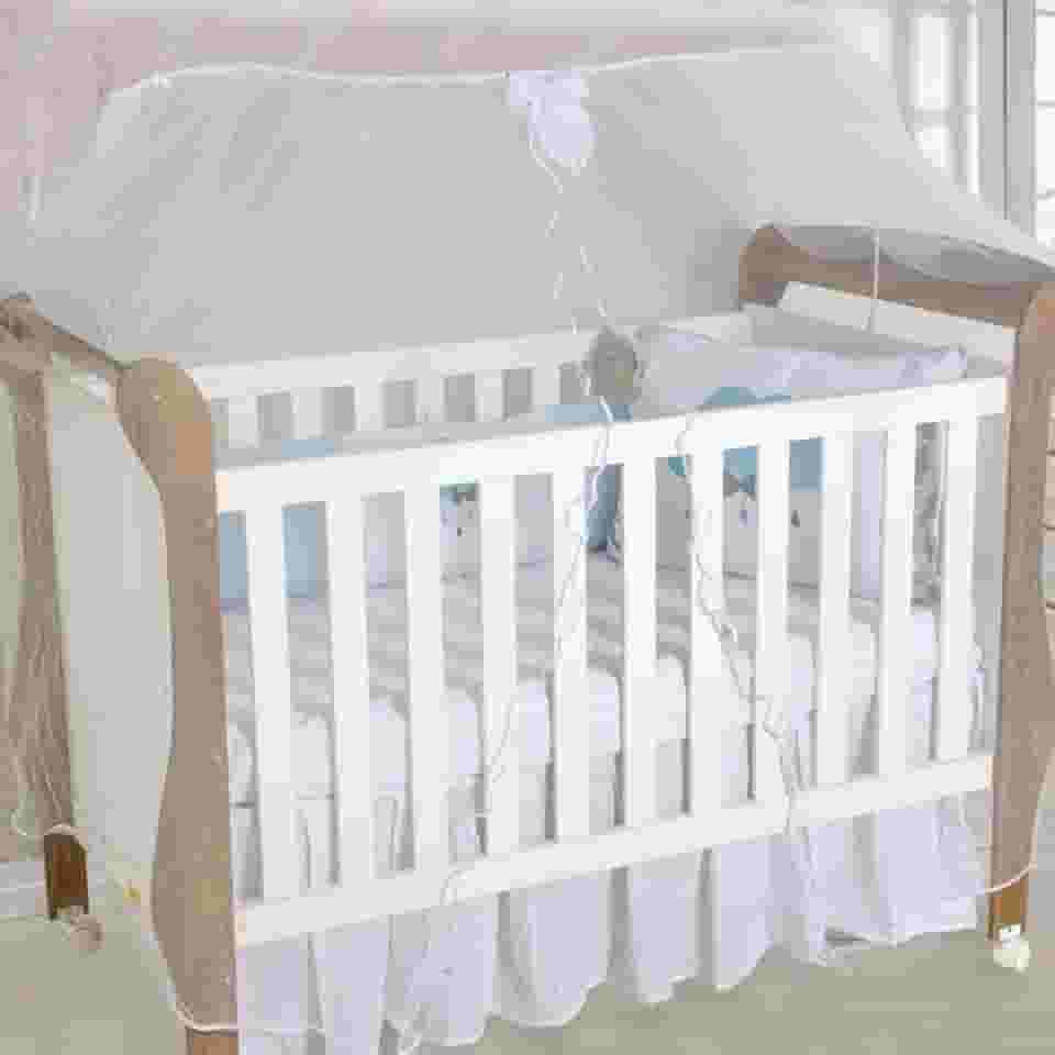 Mosquiteiro para Berço Americano e Nacional, 4,5m x 1,5m, 100% Poliéster, com Laço Decorativo (Branco)