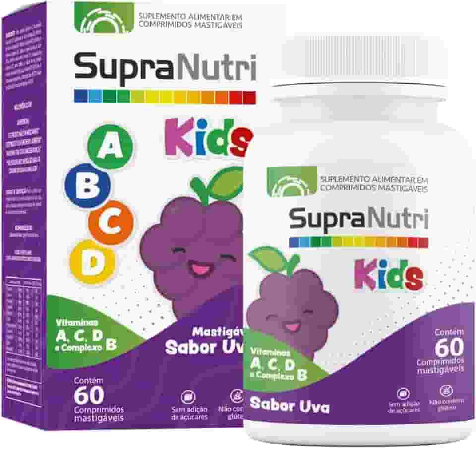 Suplemento Vitamina Criança, Supranutri Kids C/ 60 comprimidos Mastigável, sabor Uva