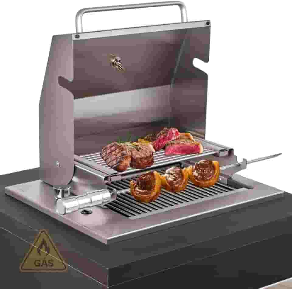 Churrasqueira Grill Gourmet a Gás de Embutir com Tampa Diamond Little GLP Titan