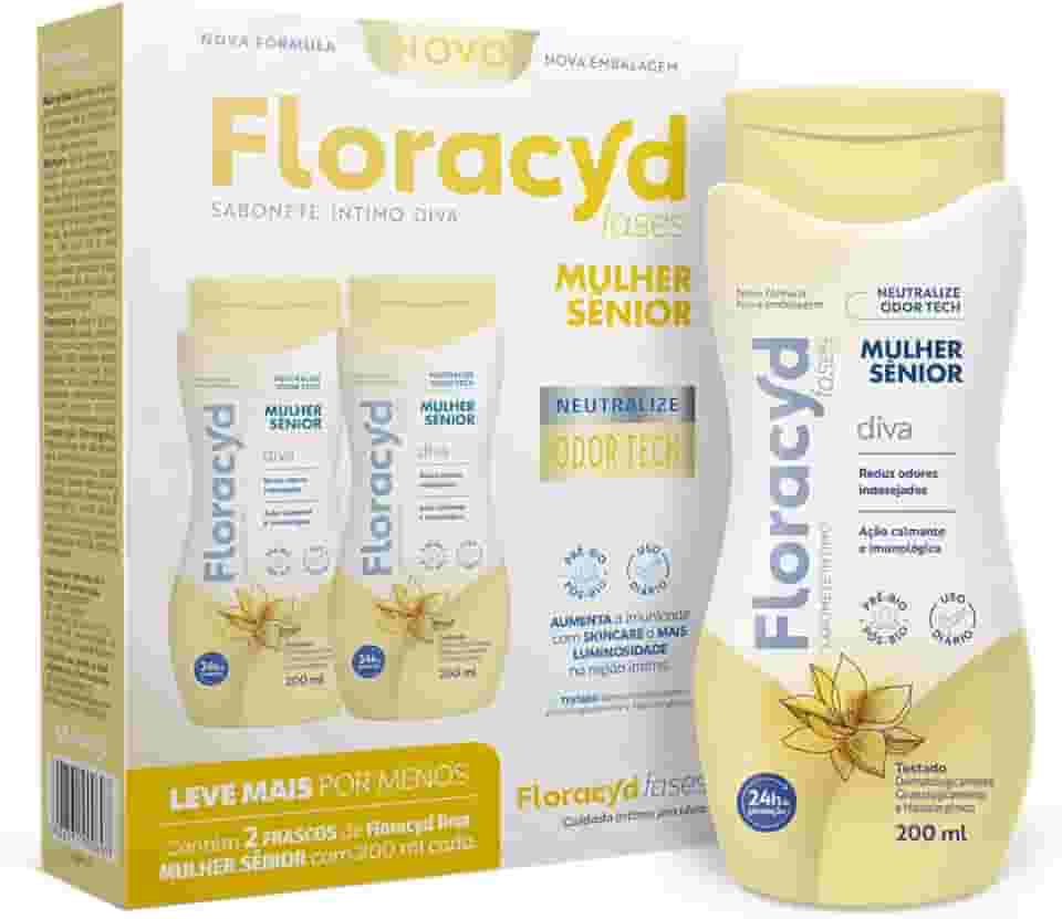 Kit Sabonete Íntimo Floracyd Fases - Mulher Senior -Diva 200ml 2 Unidades