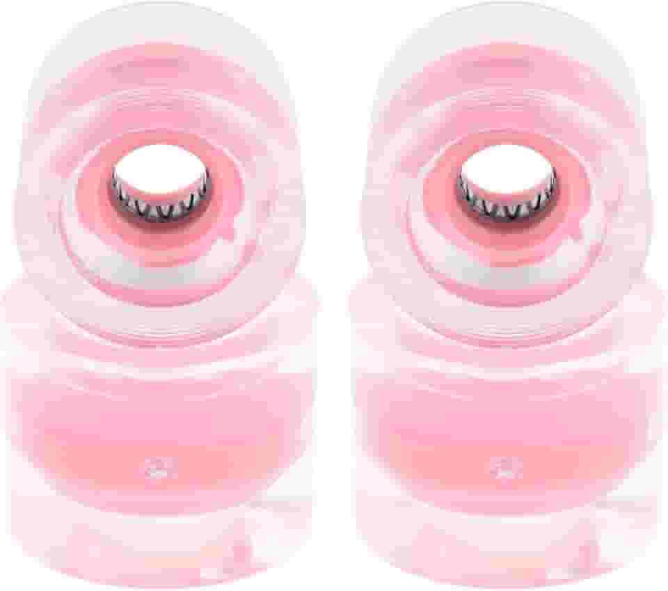 Pacote com 4 rodas de skate longboard para crianças, rodas flash de 60 mm 78A, material PU, para andar de rua, skate elétrico, mini cruiser, rolamento ABEC-9, substituição - rosa