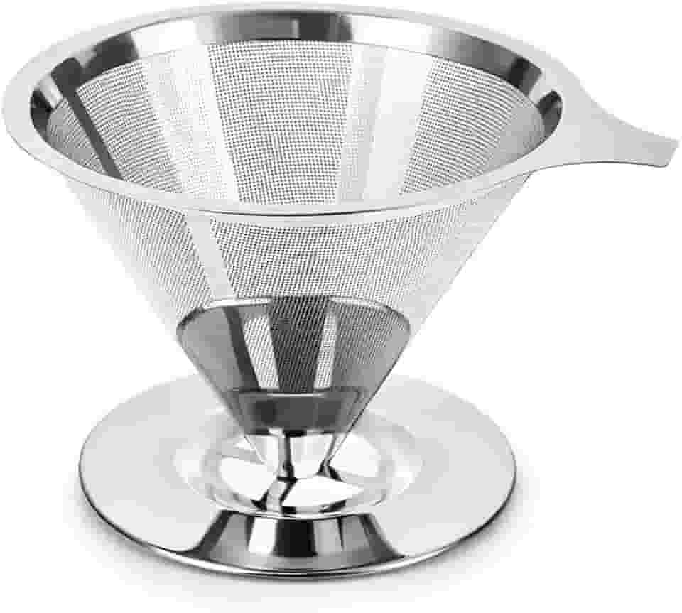 Coador de Café 103 Filtro Inox Reutilizável Fácil de Usar e Limpar, Preserva o Sabor Natural do Café, Peneira de Aço Durável e Sustentável, Sem Uso de Papel, Econômico e Ecológico Premium