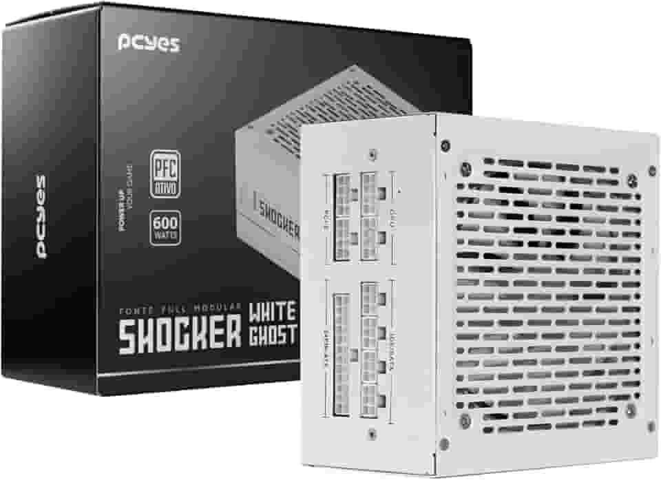 Fonte Gamer Pcyes Shocker Full Modular 600w 80 Plus White - White Ghost - FM600WWG