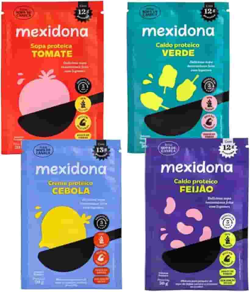 SOPA DE CANECA PROTEICA SAUDÁVEL SEM GLÚTEN - MEXIDONA KIT TODOS 4 SABORES