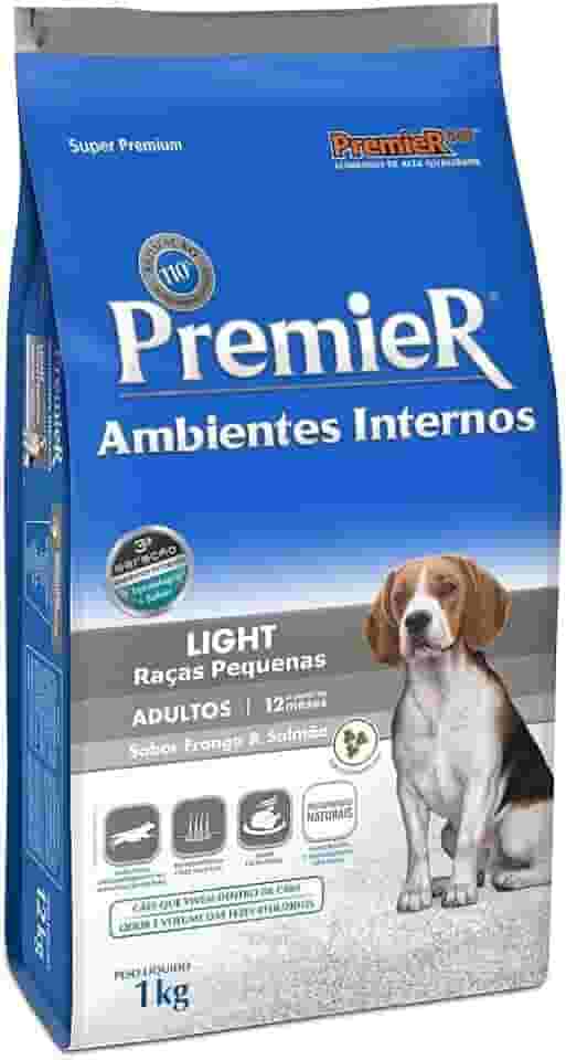 Premier Pet Ração Premier Ambientes Internos Light Para Cães Adultos Sabor Frango E Salmão 1Kg Para Todas Médio Adulto