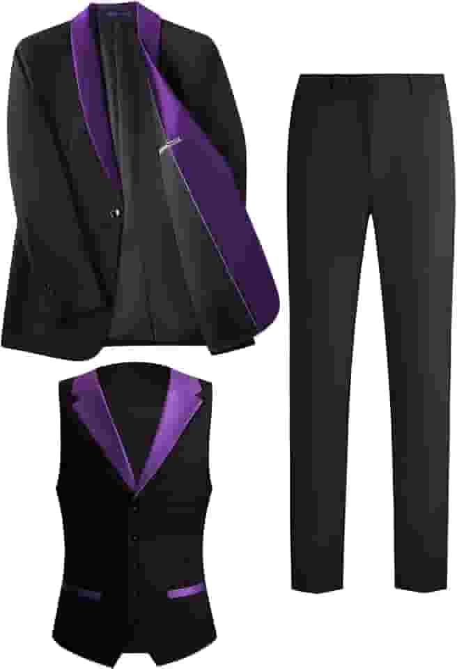 Terno de casamento masculino de 3 peças | Conjunto de jaqueta, colete e calça slim fit smoking xale lapela blazer para eventos formais