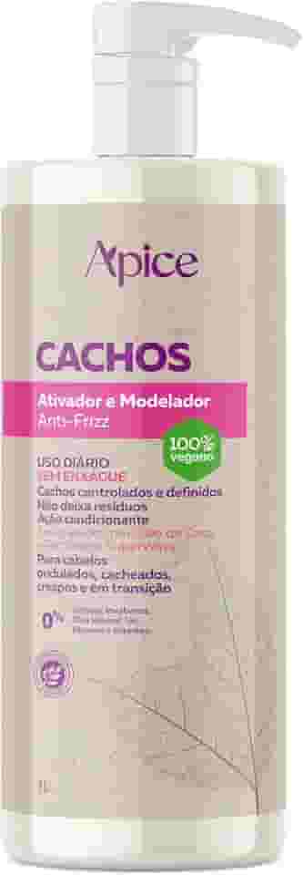 Ápice Ativador e Modelador Anti-Frizz Cachos | Hidratação, Definição e Controle de Frizz para Cabelos Cacheados, Crespos e em Transição | 1000ml