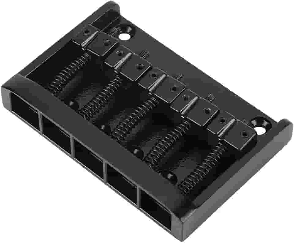 RiToEasysports Ponte de Baixo Elétrico de Metal de Alta Resistência, 5 Cordas, Fácil de Instalar para Entusiastas de Baixo, Metal Preto Prateado (Preto)