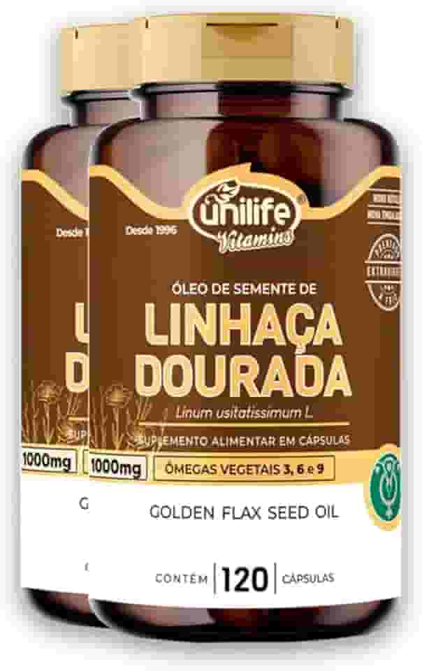 Kit 2 Óleo de Semente de Linhaça Dourada Unilife 1000mg 120 Cápsulas