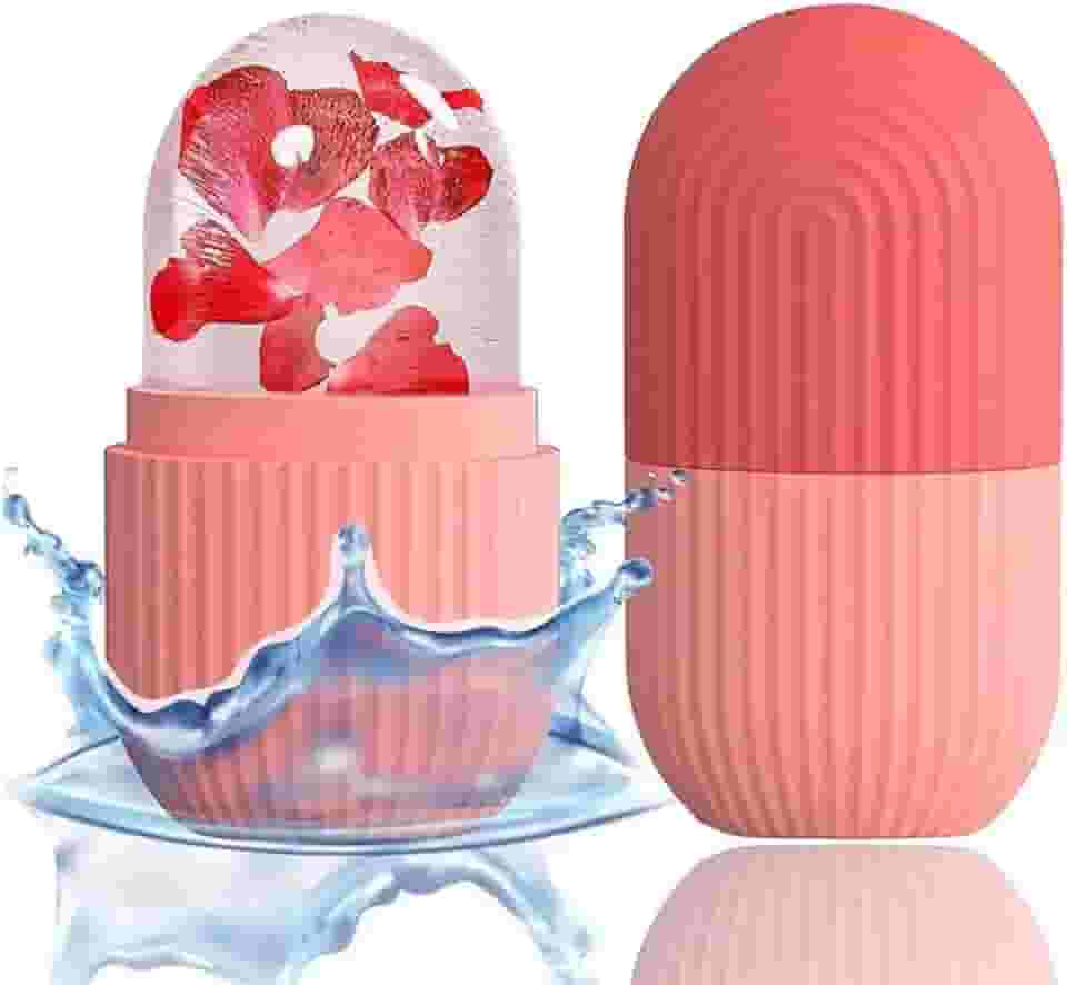 Massageador facial de cubo de gelo para rosto, molde de gelo reutilizável para o rosto/pescoço para cuidados com a pele, reduz a dor de enxaqueca, bolsas para os olhos