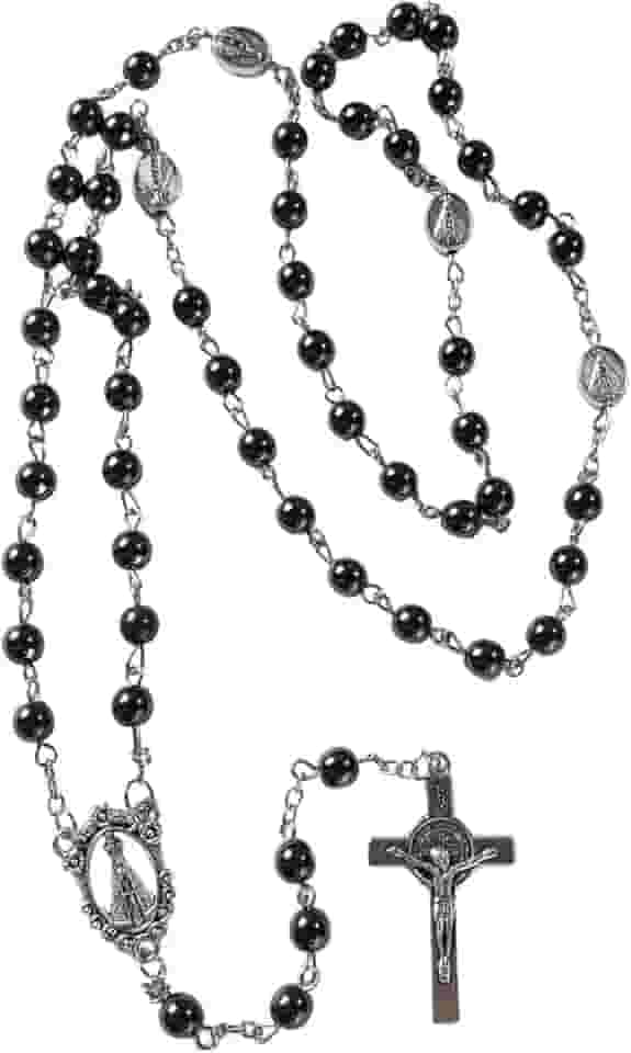 Terço Colar Nossa Senhora Aparecida Hematita 6mm