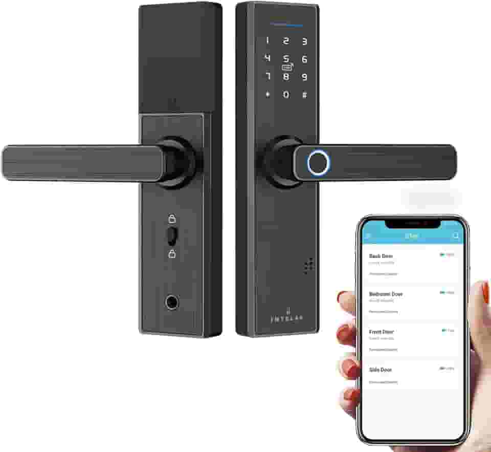 Tuya APP Wi-Fioret�o Eletrônica de Sobrepor, Fechadura Digital de Embutir com Biometria e Wi-Fi