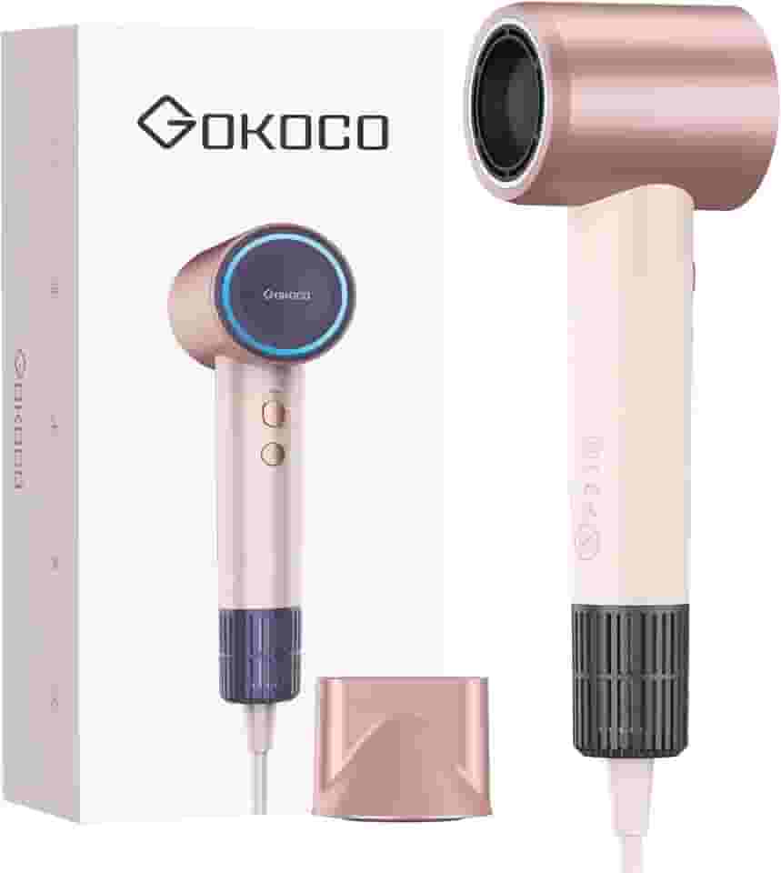 GOKOCO Secador de Cabelo Profissional Veloz 127v GD033, 1.52 Bilhão de Íons Negativos, 4 Níveis de Calor, Controle de Temperatura Inteligente NTC, Compacto para Viagem, Rosa