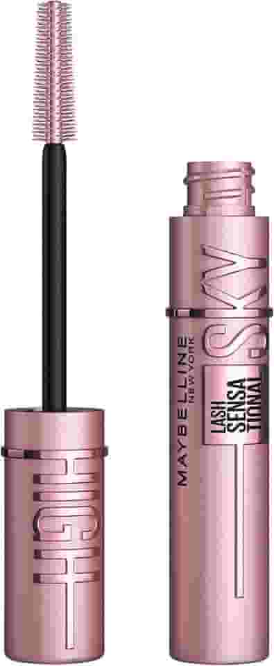 Maybelline NY Lash Sensational Sky High Máscara de Cílios Lavável, Escova Flexível, Alongamento Sem Limites com Extrato de Bambu e Fibras, Impacto de Todos os Ângulos, Preto 7,2ml