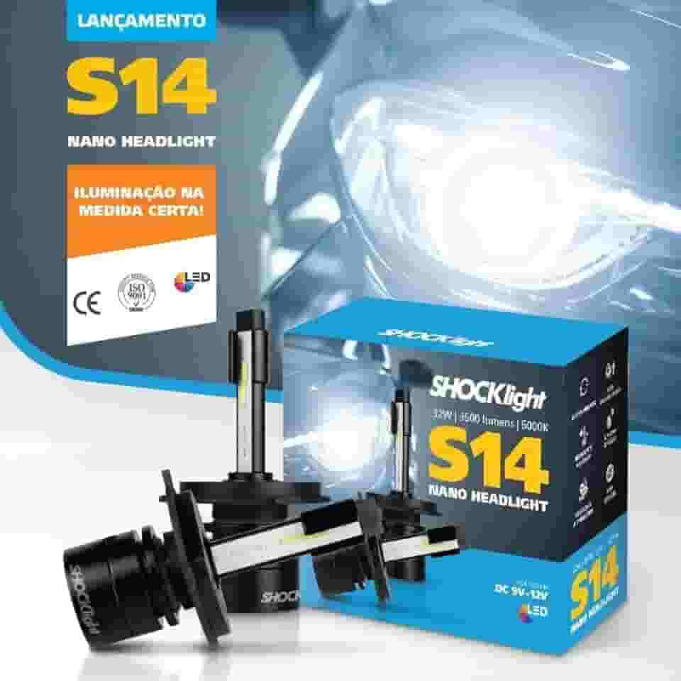 Par de Lâmpada Led do Farol H4-Nano S14-3600 Lumens 6000K 12V 32W Shocklight - SLL-140004