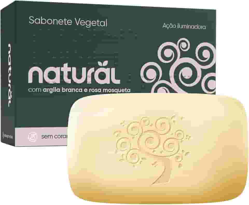 NATURAL Sabonete com Argila Branca e Óleo de Rosa Mosqueta - Base Vegetal - Hidratação - Antioxidante e Calmante - Uniformiza o Tom da Pele - Vegano - 80g