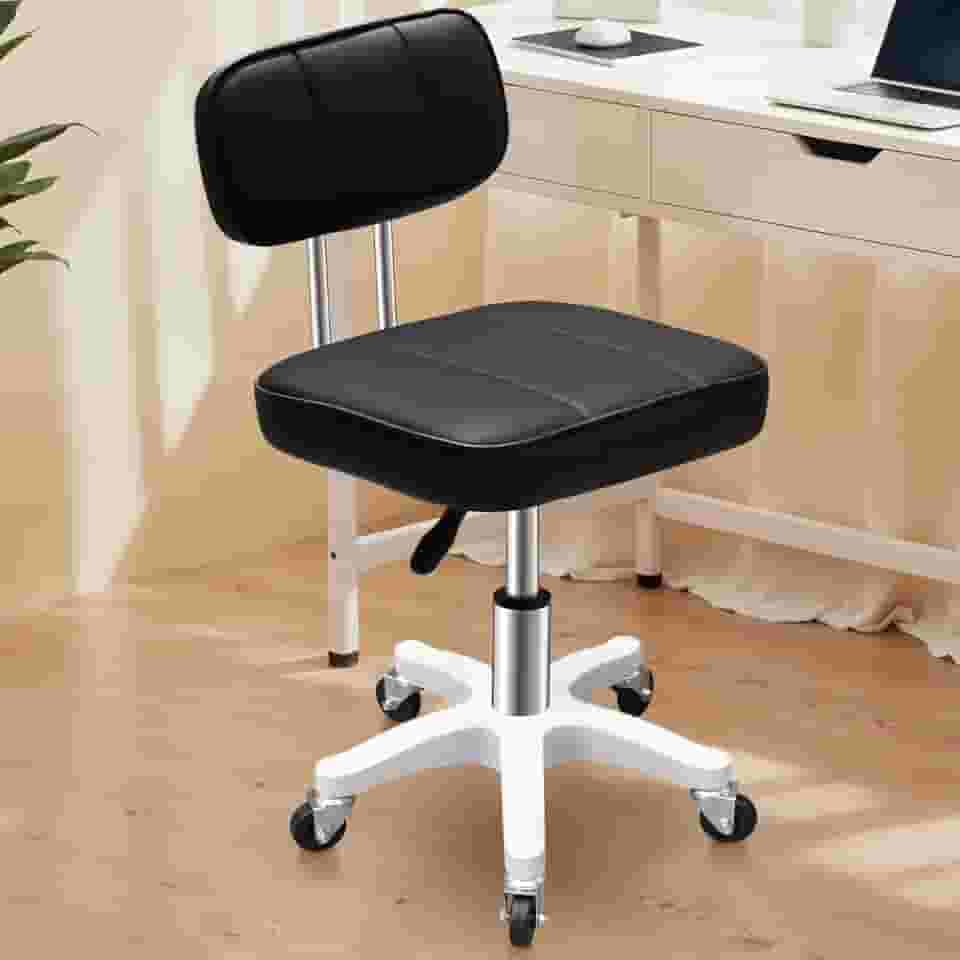 Cadeira para Penteadeira, Cadeira Confortável Feita de Couro PU, Cadeira Giratoria, Equipada com Apoio Lombar e Altura Ajustável, Base Giratória 360°, Home e Office