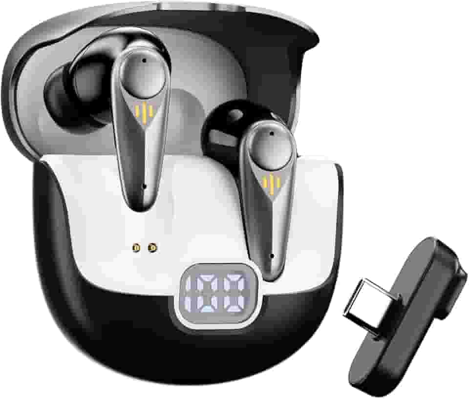 Basike Fone de Ouvido Gamer Sem Fio Bluetooth 5.4, Headset 2.4GHz com Baixa Latência 30ms, Mic ENC, Display LED, Receptor Type-C – PS5/4, Switch, PC, Steam Deck e VR – Preto