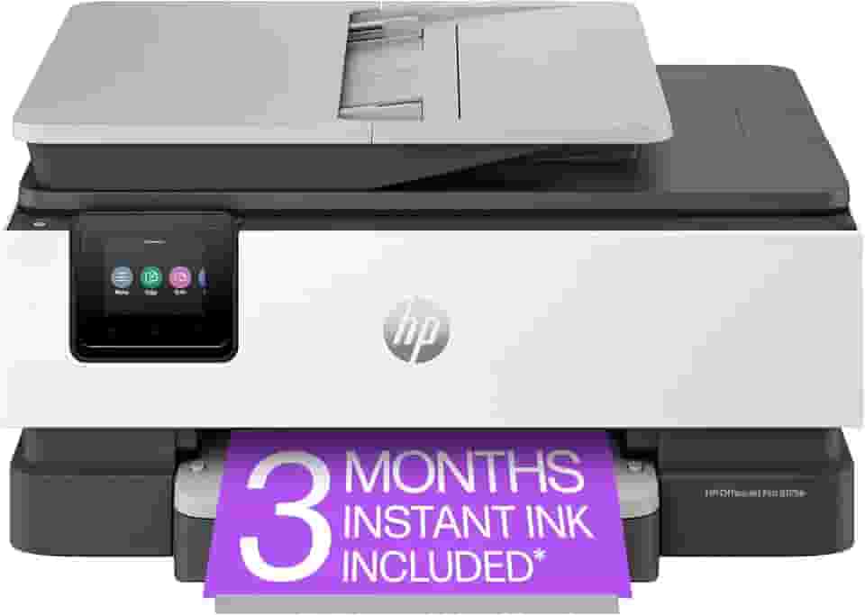 HP OfficeJet Pro 8125e Impressora a jato de tinta colorida sem fio, impressão, digitalização, cópia, ADF, impressão duplex, casa e escritório, 3 meses de tinta instantânea incluída (405T6A)