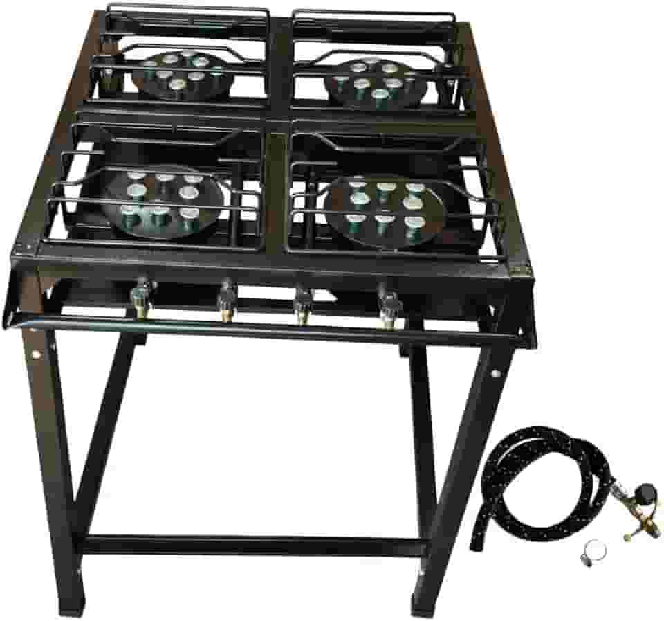 Fogão Industrial 4 Bocas Preto – Alta Pressão, Acompanha Mangueira e Registro! Semi Industrial