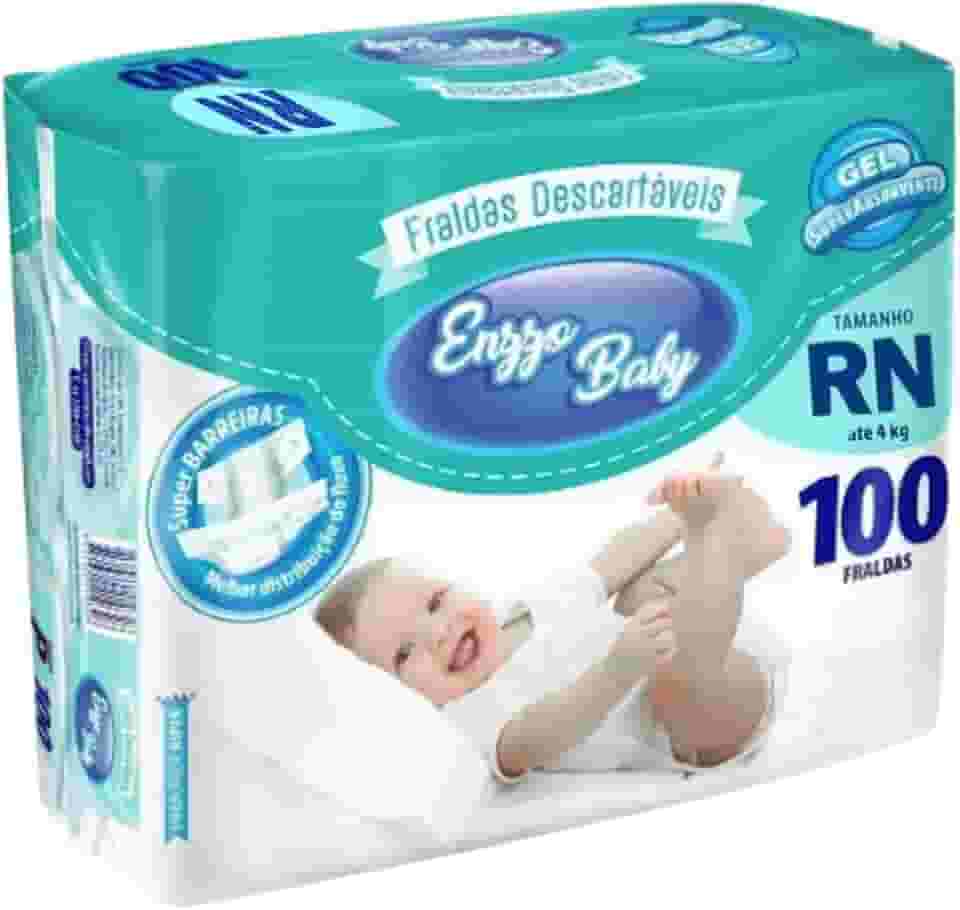 Fralda Descartável Infantil Bebê Pacote Hiper Enzzo Baby (RN: 100 fraldas)