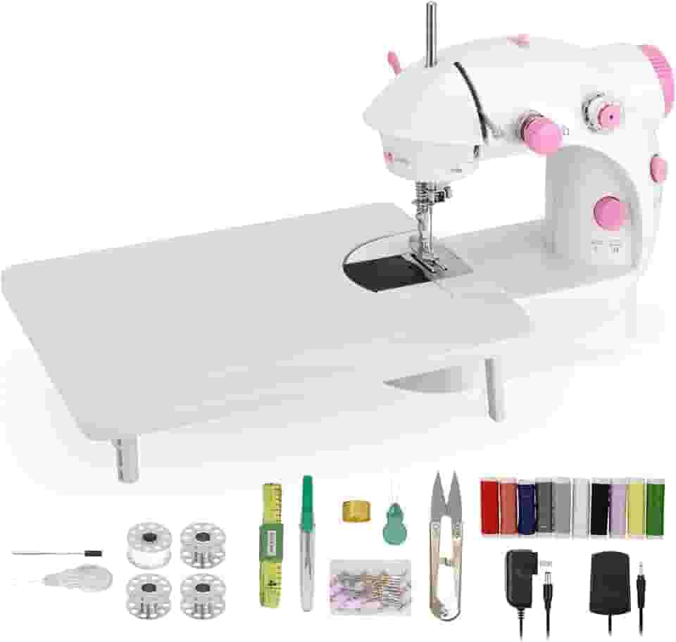 Mini Máquina Costura Máquina Costura Portátil com Mesa Extensível Luz 110V 220V Máquina Costura Doméstica para DIY Roupas Casa Viagens