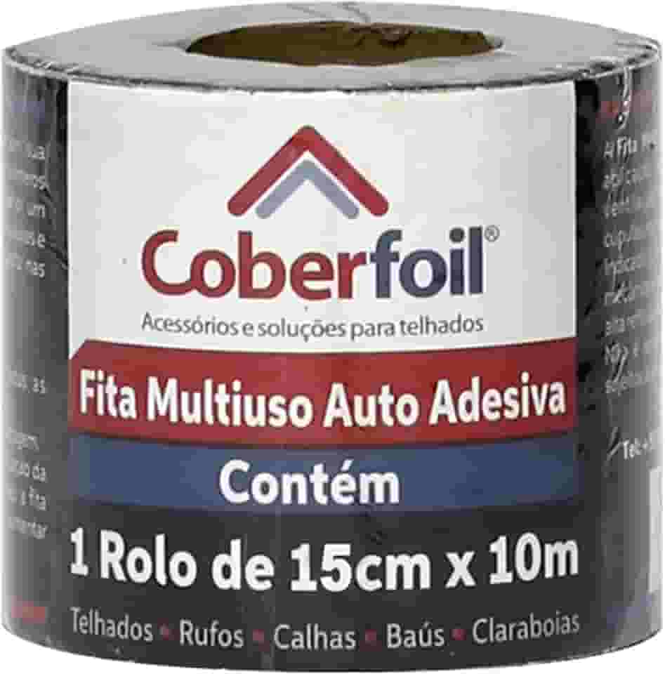 Manta Fita Asfáltica Adesiva Multiuso Metalizada 15cmx10m Auto Colante Vedação para Telhados Calhas Rufos Alta Resistência e Durabilidade Vazamentos Vedação Refletiva Aluminizada