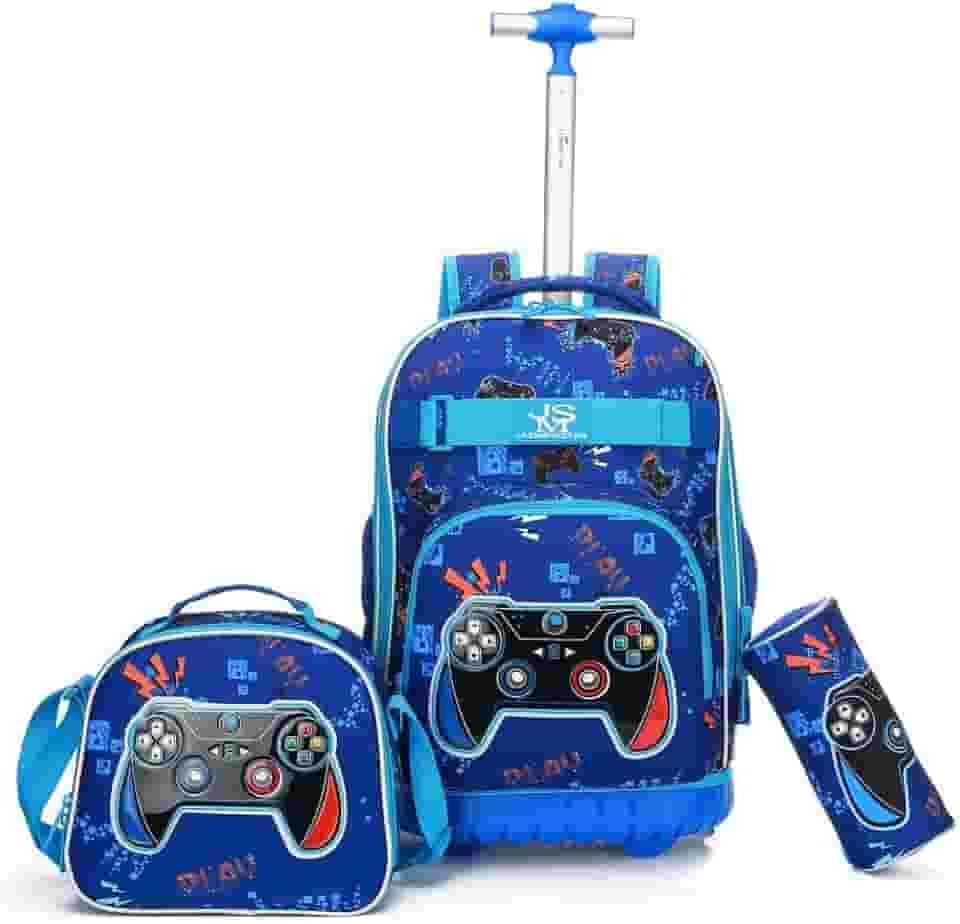 Kit Mochila de Rodinhas Menino Reforçada Lancheira térmica