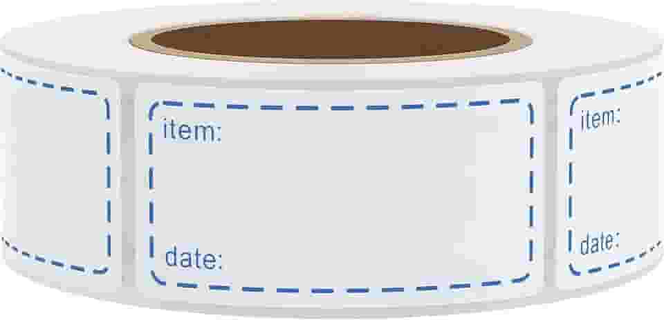 500 etiquetas de congelador adesivos removíveis de armazenamento 1 x 5 polegadas à prova d'água resistentes a óleo etiquetas de cozinha para geladeira (azul)