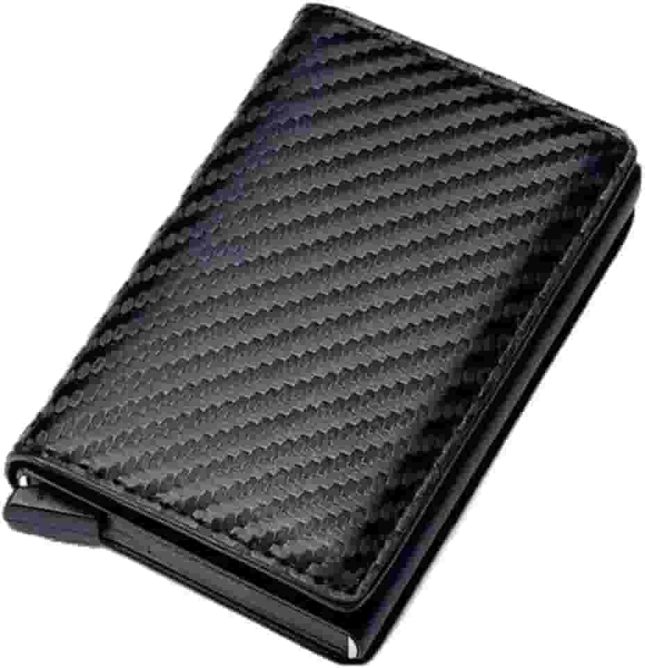 Carteira Slim com Proteção RFID, Design em Fibra de Carbono, Porta Cartões Unissex, Preta