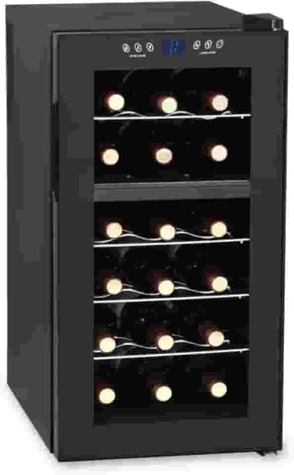 Adega de Vinhos Digital, 18 Garrafas, 2 Zonas de Temperatura, Display LED, Preta
