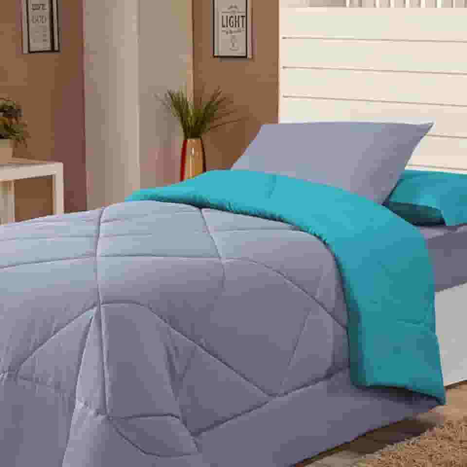 Edredom Avulso Solteiro Coberdrom Cobertor Margarida (Tiffany e Cinza)