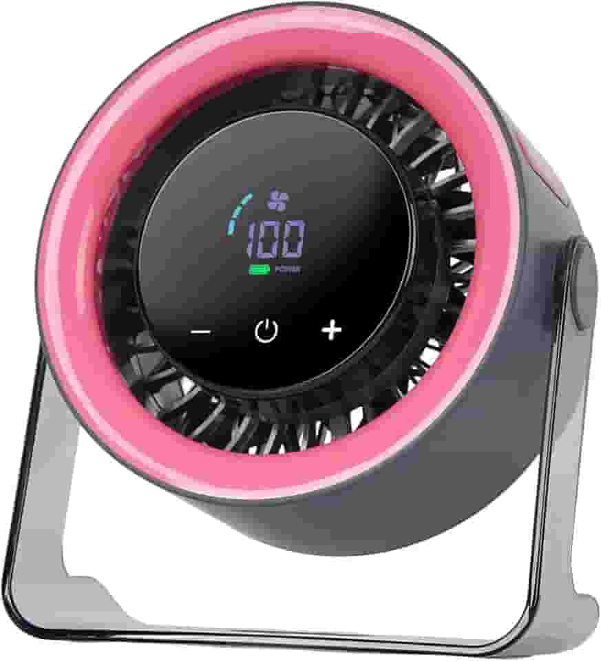 Ventilador de Mesa Portátil Recarregável USB com Display Digital,5 Níveis de Velocidade Ajustável,Silencioso (35dB), Bateria 3000mAh até 11 Horas - Ideal para Casa,Escritório, Camping e Viagens