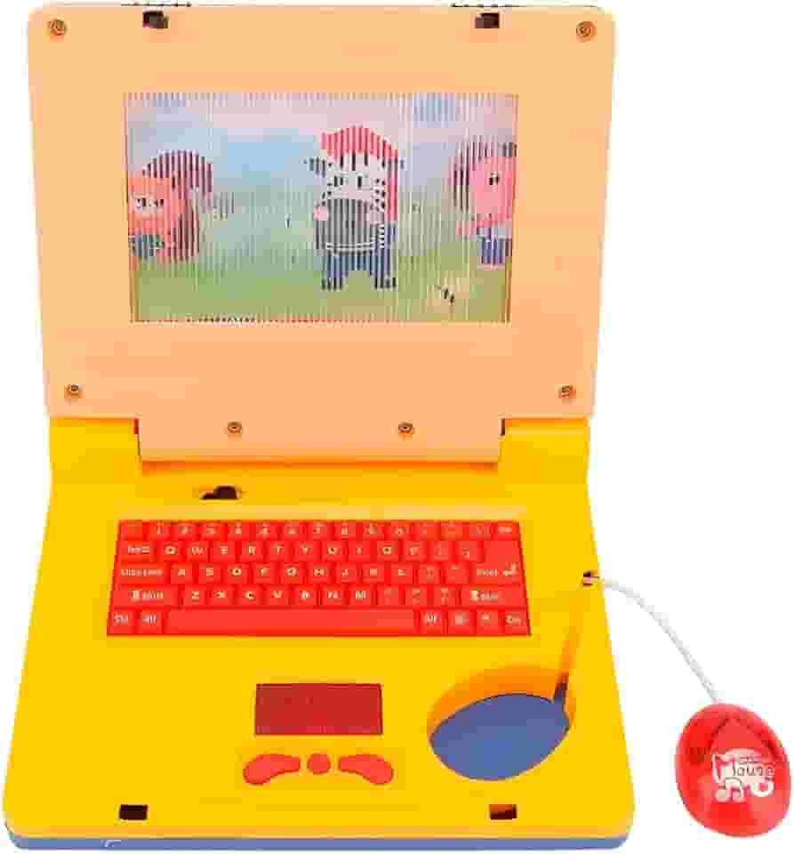 Laptop Infantil Educativo, Amarelo, 17.5x19x15.5cm, com Mouse e Tela Colorida, Sons e Luzes, Jogos de Alfabetização e Números, para Crianças Acima de 3 Anos