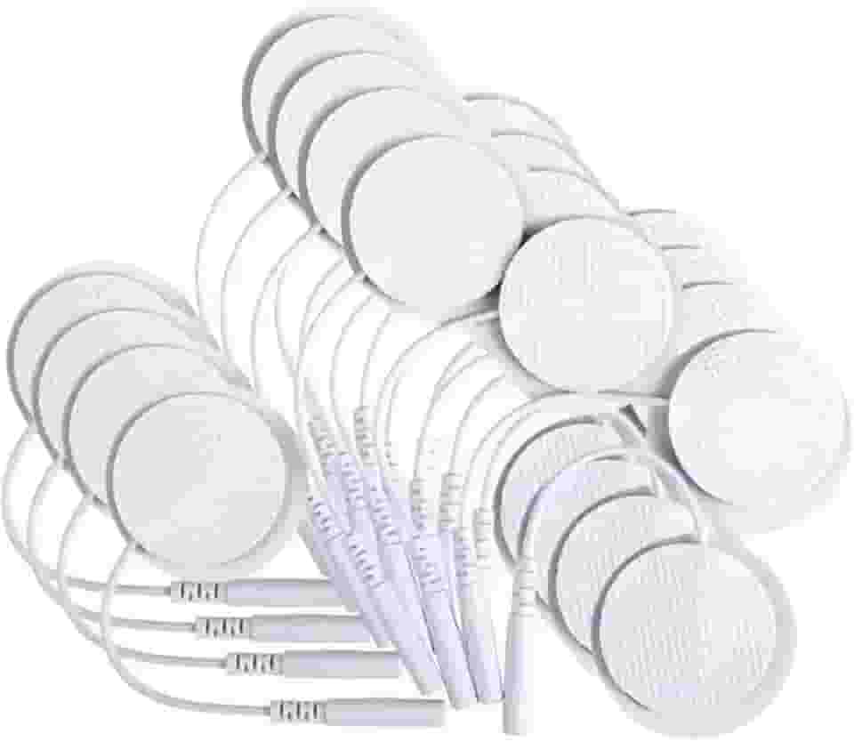 Eletrodos Adesivos Redondos, 3,2cm, Kit com 10 ou 20 Unidades, Conector 2mm, Branco (10)