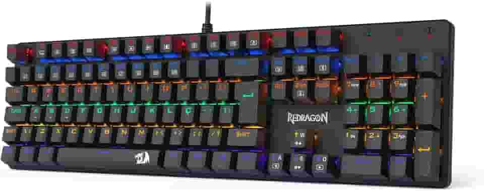 TECLADO MECÂNICO GAMER REDRAGON VALHEIM ILUMINAÇÃO RAINBOW PRETO SWITCH BROWN K608-R (PT-BROWN)