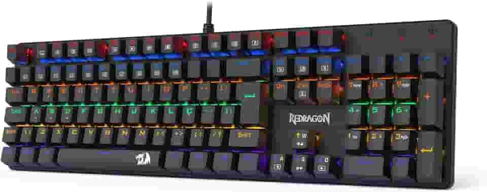 TECLADO MECÂNICO GAMER REDRAGON VALHEIM ILUMINAÇÃO RAINBOW PRETO SWITCH BROWN K608-R (PT-BROWN)