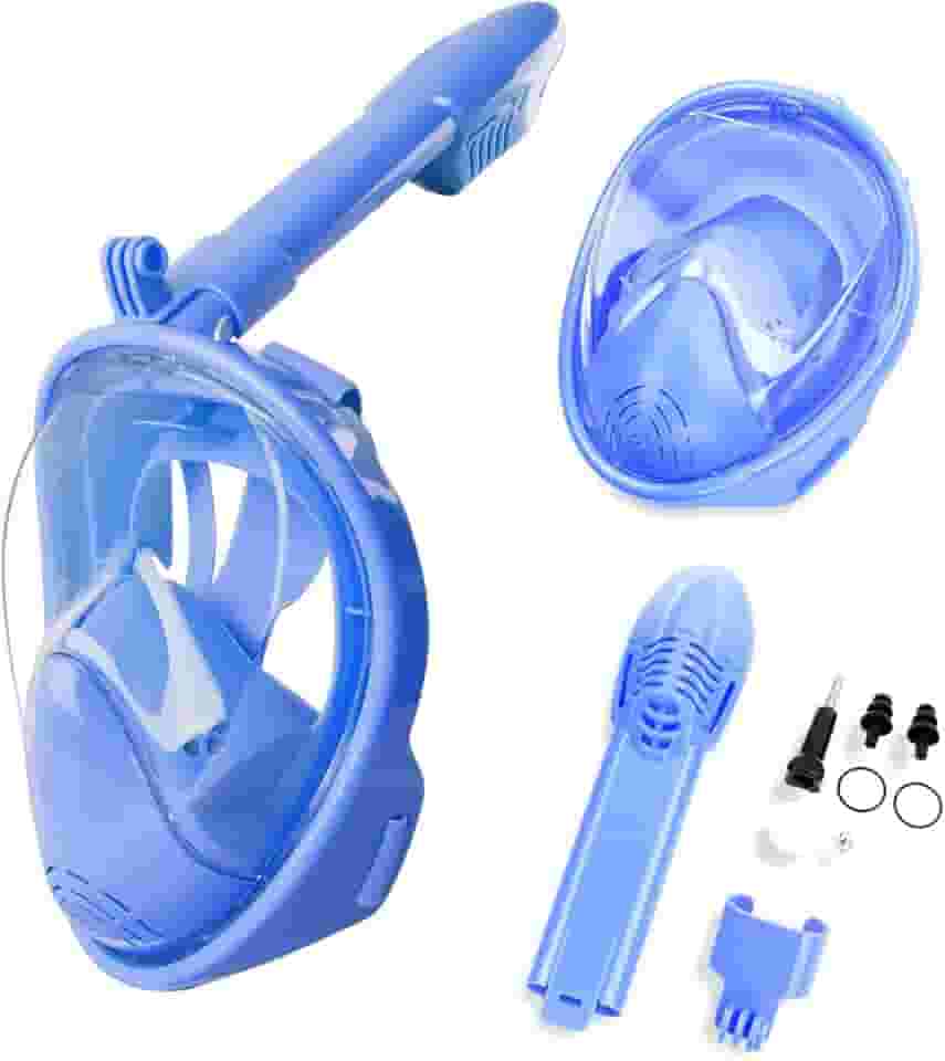 Mascara De Mergulho Snorkel Para Crianças, Equipamento de Snorkel Com Suporte Para Câmera (Azul)