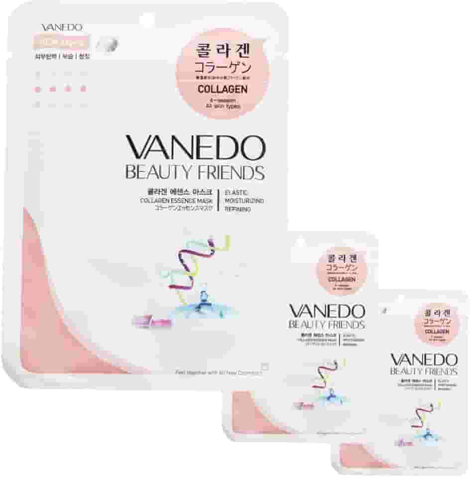 Kit 3 Unidades Máscara Hidratante Facial Coreana Beauty Friends - Colágeno