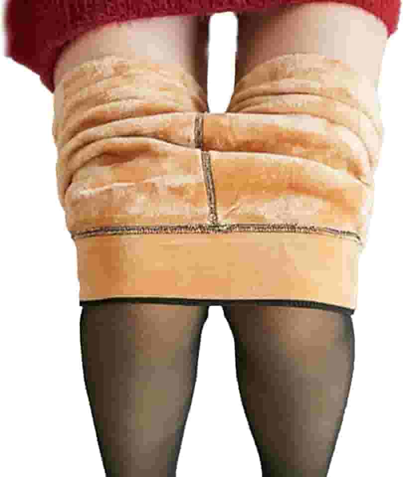 Meia-Calça Forrada de Lã Para o Inverno Translúcida Premium, Meia Calça Peluciada Elástica para o Frio