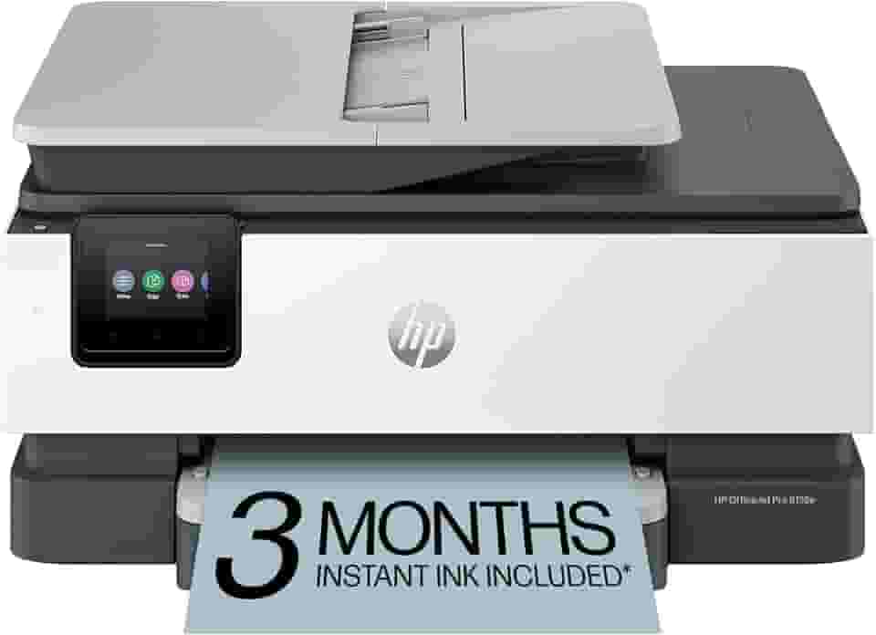 HP OfficeJet Pro 8135e Impressora a jato de tinta colorida sem fio, impressão, digitalização, cópia, fax, ADF, impressão duplex, melhor para escritório doméstico, 3 meses de tinta incluídos (40Q35A)