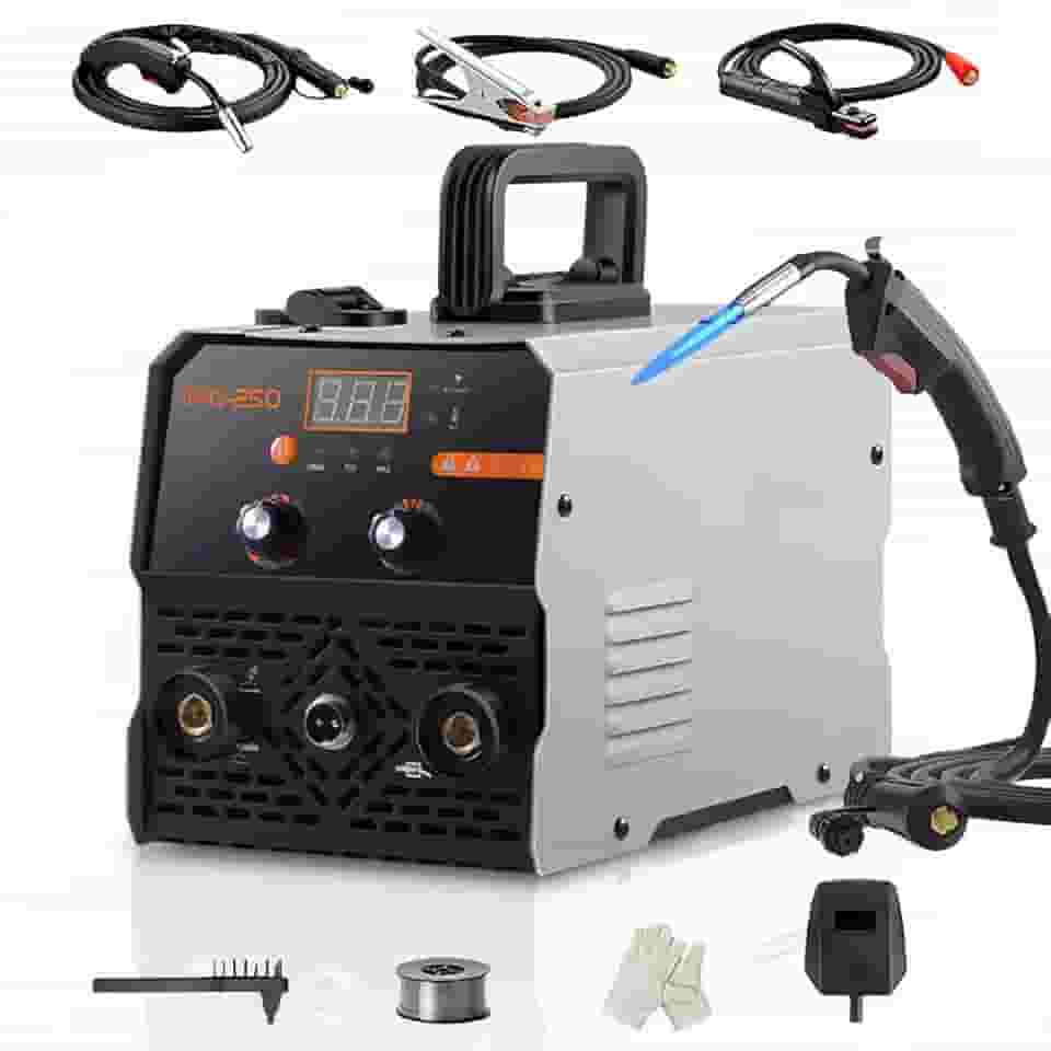Máquina de Solda 3 em 1 MIG MMA TIG 250A 110V/220V com Display LCD - Soldadora Sem Gás, Inverter IGBT, Compacta e Econômica (220, Volts)